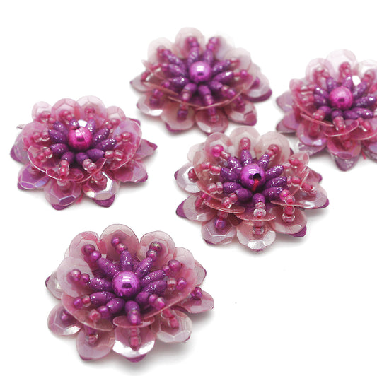 CERISE PINK SEQUIN FLOWER PACK 5 - sarahi.NYC