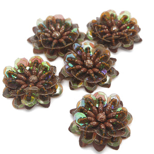 BROWN SEQUIN FLOWER PACK 5- sarahi.NYC