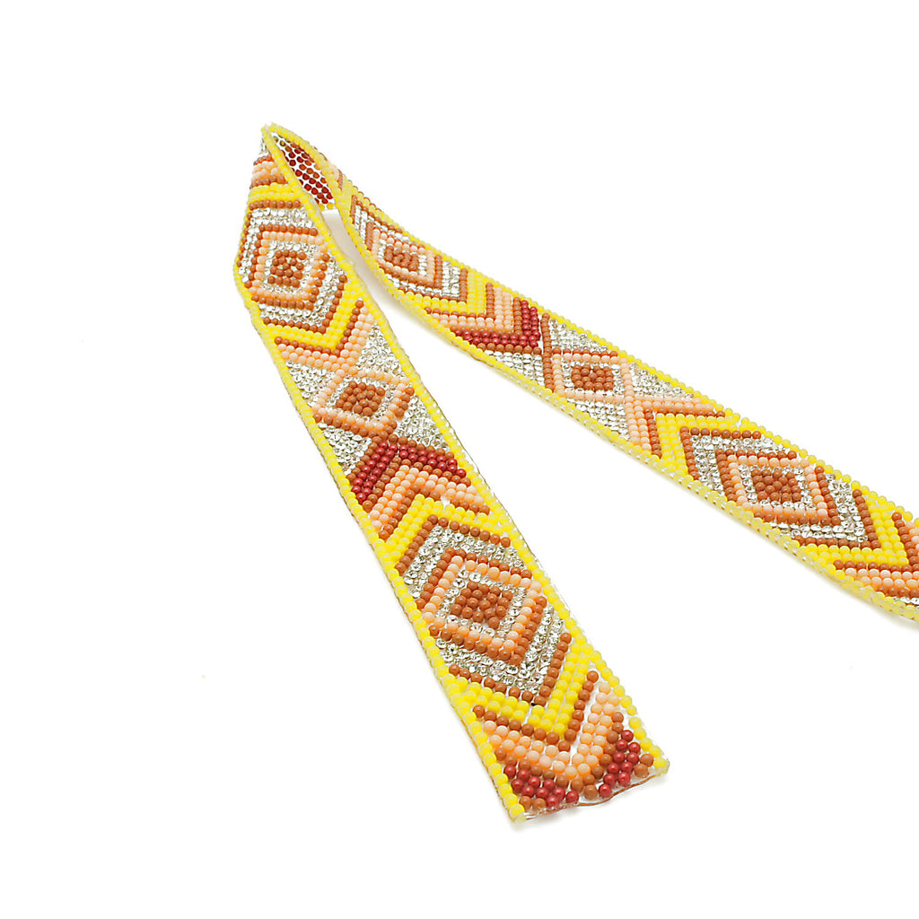 YELLOW ORANGE TRIBAL STONE HOTFIX STRIP TRIM- sarahi.NYC