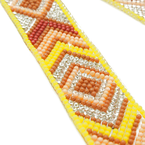 YELLOW ORANGE TRIBAL STONE HOTFIX STRIP TRIM- sarahi.NYC