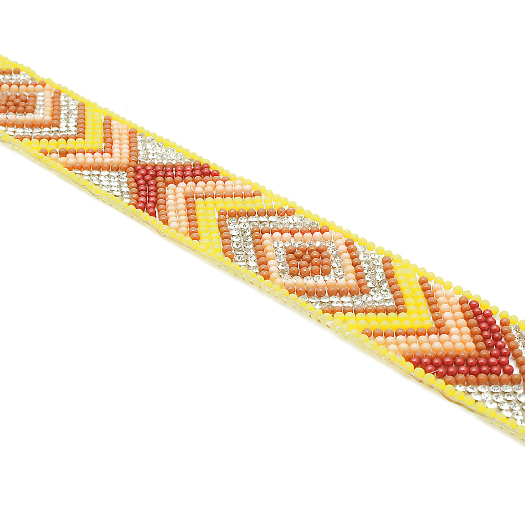 YELLOW ORANGE TRIBAL STONE HOTFIX STRIP TRIM- sarahi.NYC