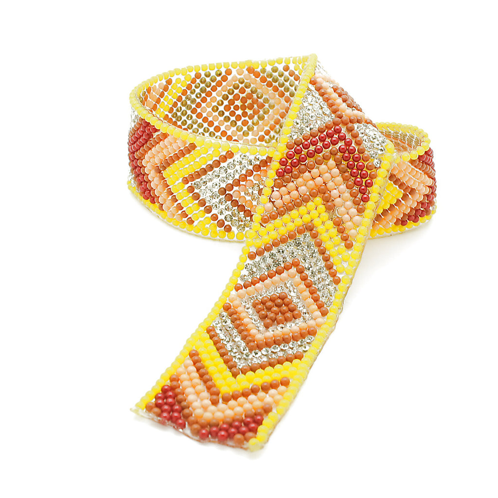 YELLOW ORANGE TRIBAL STONE HOTFIX STRIP TRIM- sarahi.NYC