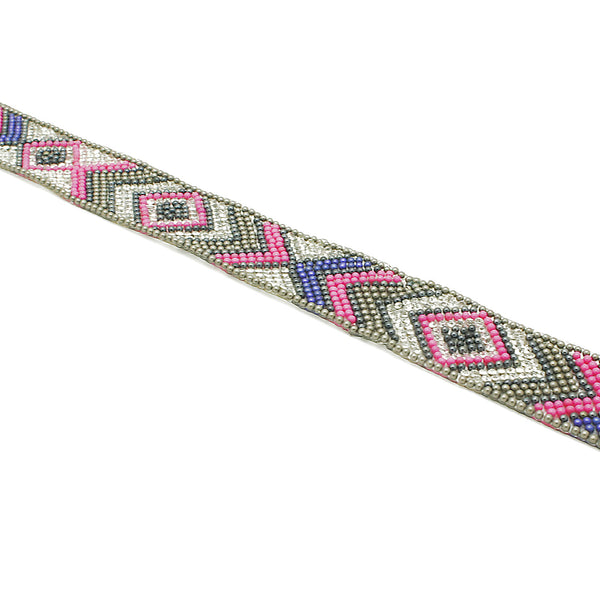 PINK BLUE TRIBAL STONE HOTFIX STRIP TRIM- sarahi.NYC