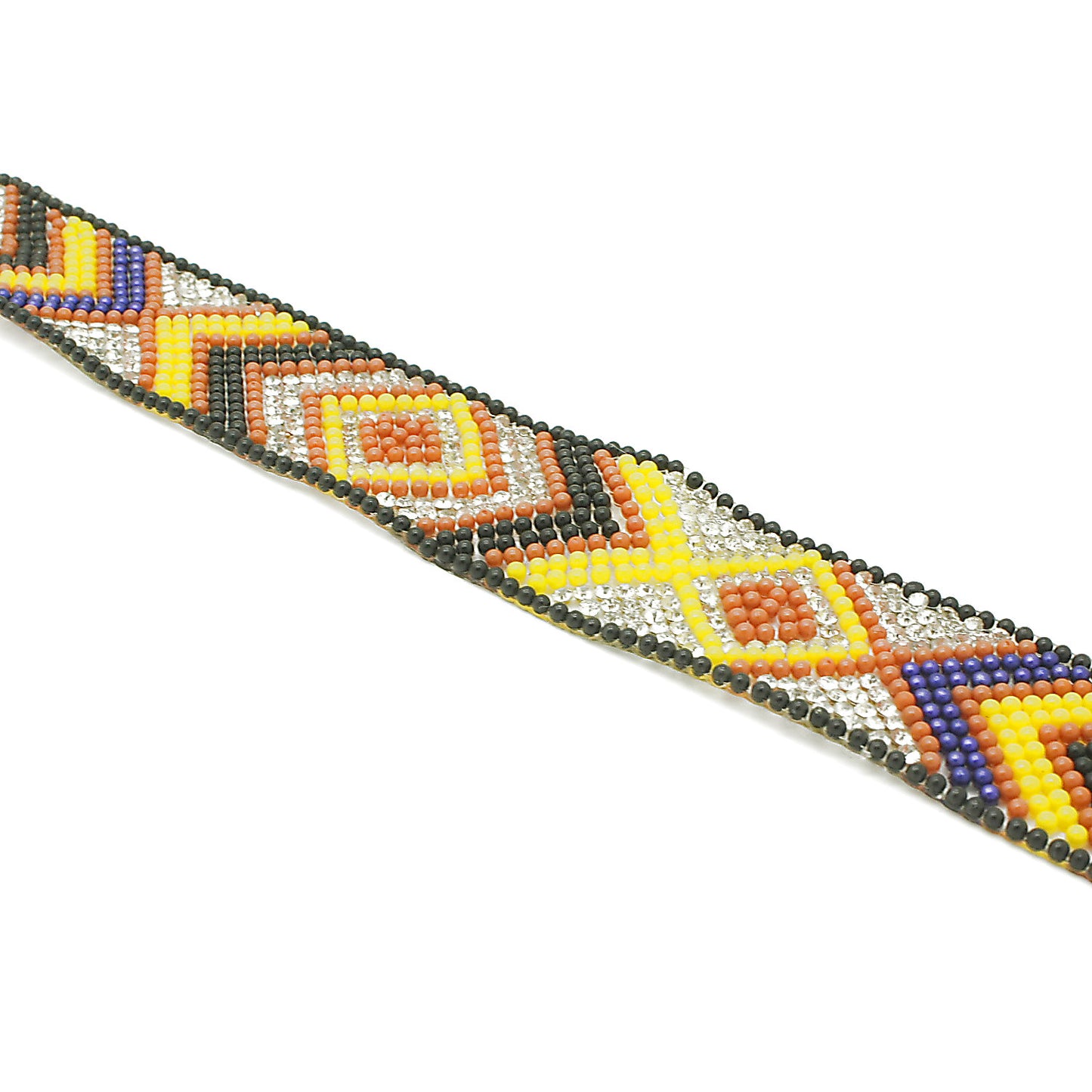 YELLOW BLACK TRIBAL STONE HOTFIX STRIP TRIM- sarahi.NYC
