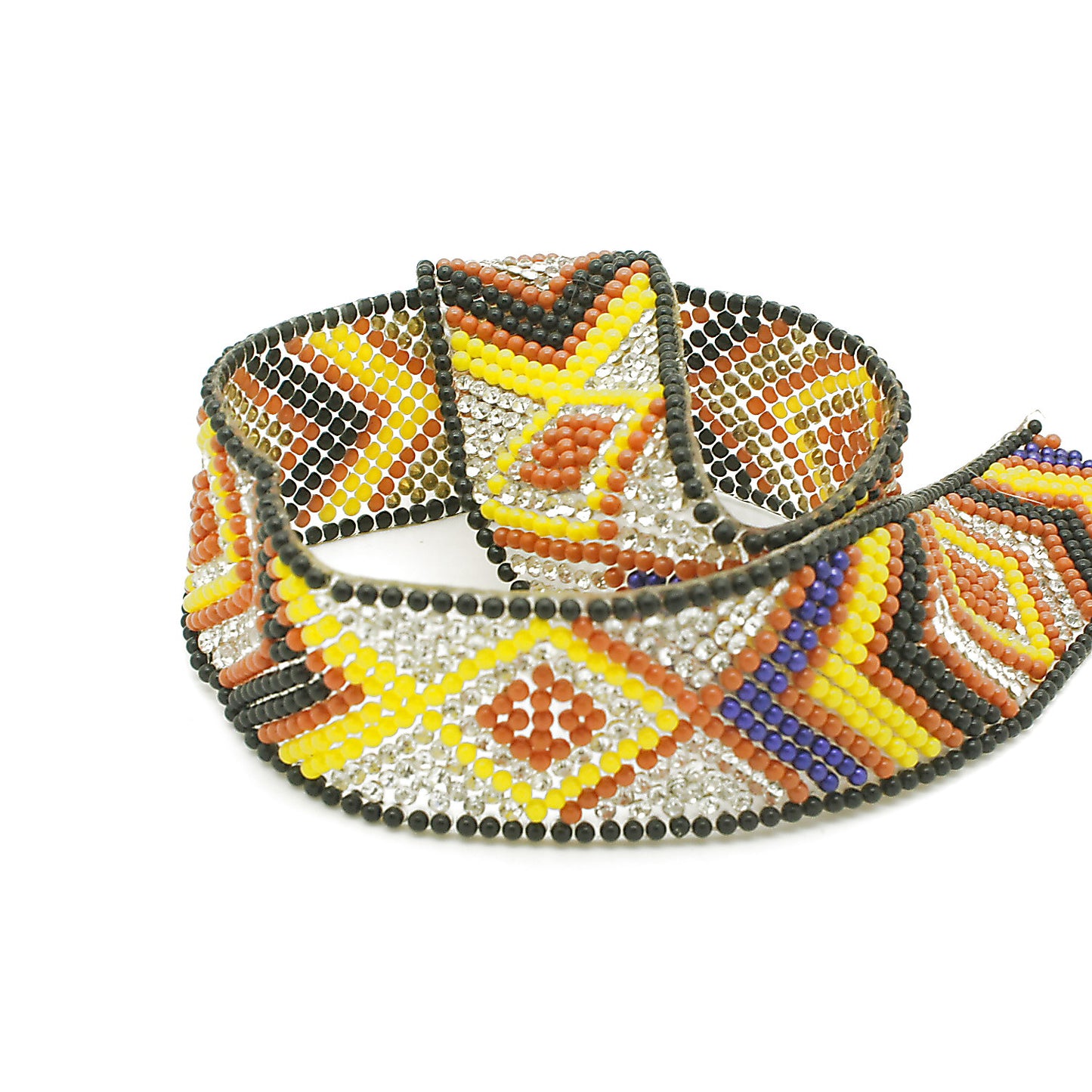 YELLOW BLACK TRIBAL STONE HOTFIX STRIP TRIM- sarahi.NYC