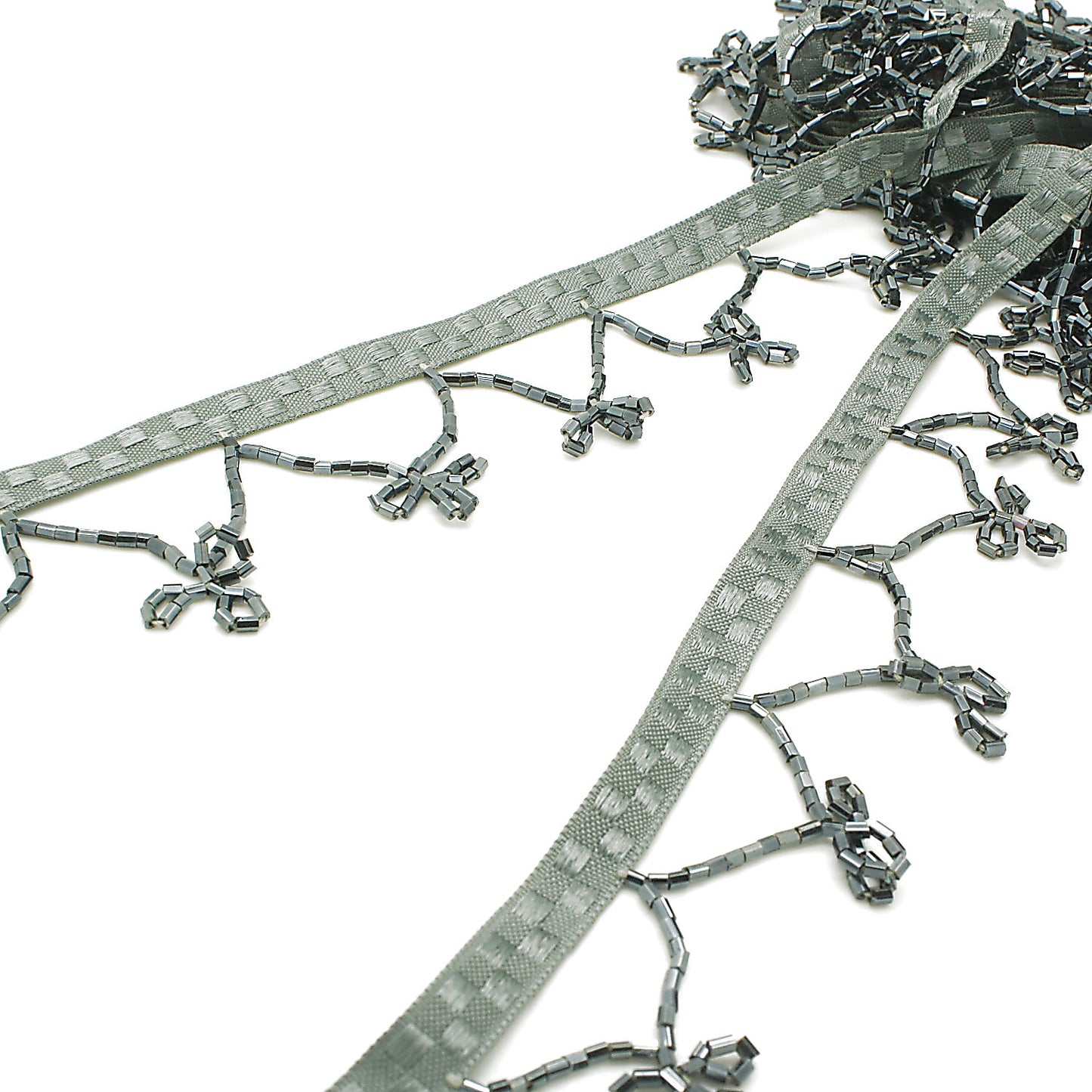GUNMETAL BEADED FRINGE - sarahi.NYC
