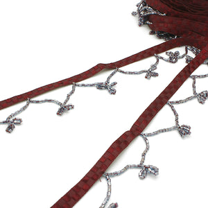 MAROON BEADED FRINGE - sarahi.NYC