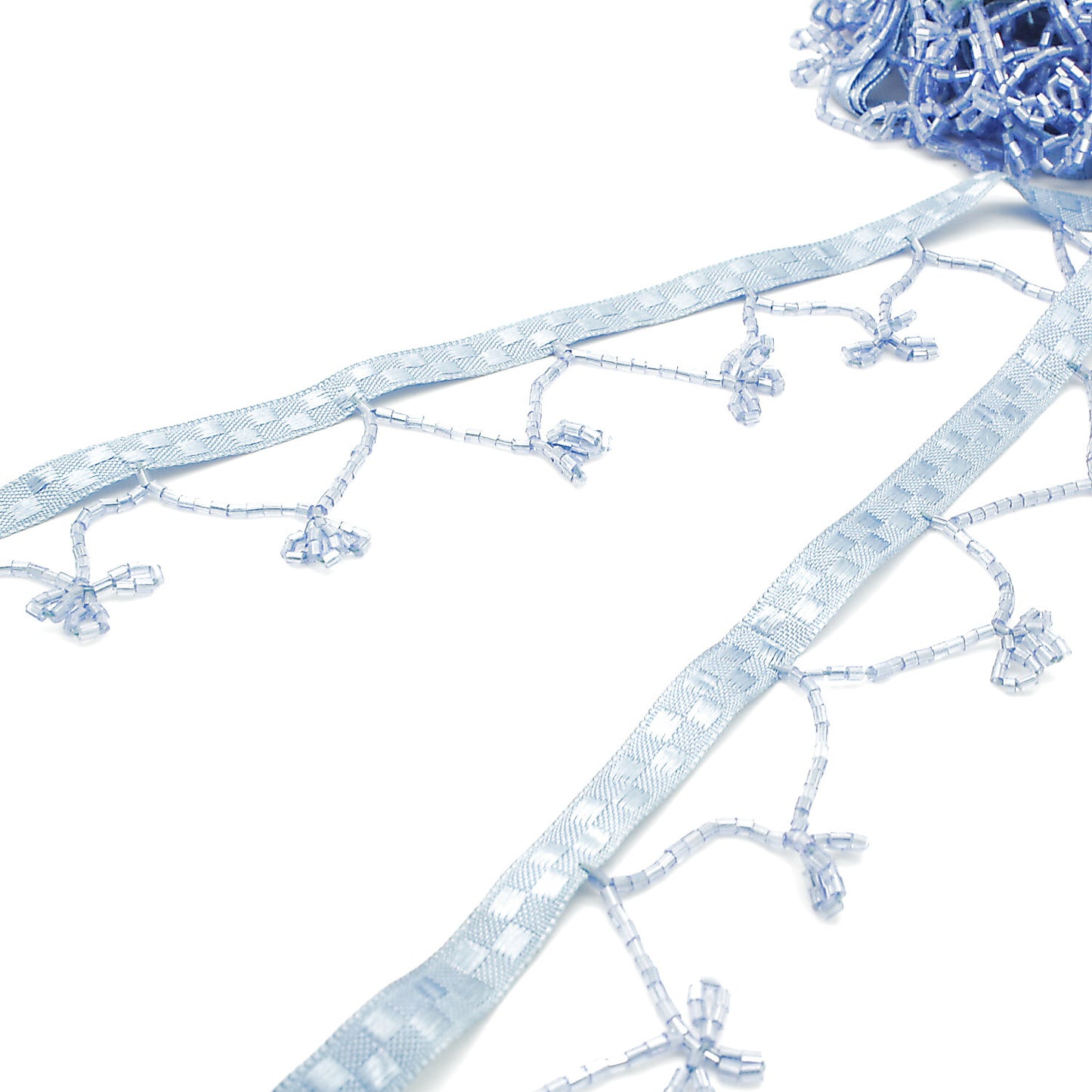LIGHT BLUE BEADED FRINGE - sarahi.NYC