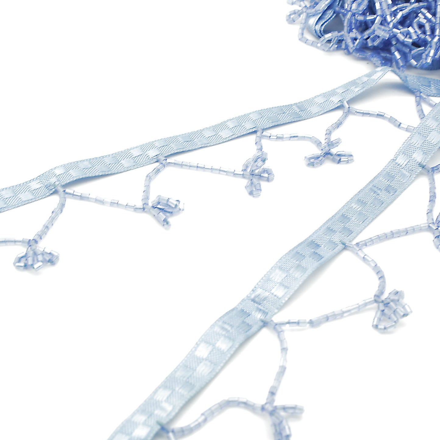 LIGHT BLUE BEADED FRINGE - sarahi.NYC