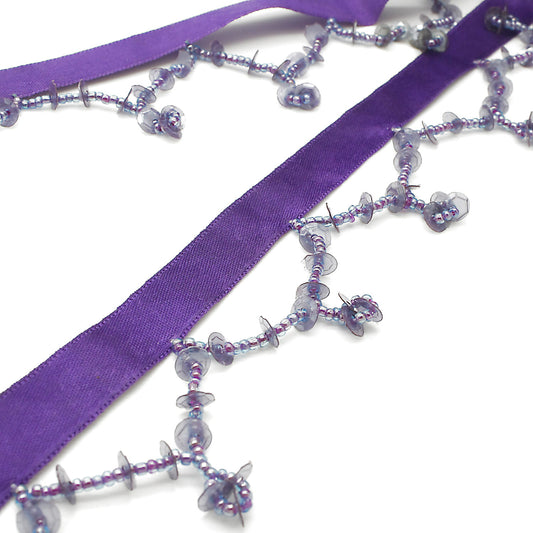 PURPLE SEQUIN BEADED FRINGE - sarahi.NYC