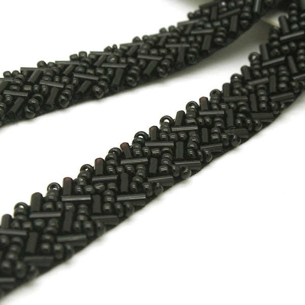 BLACK BEADED TRIM - sarahi.NYC
