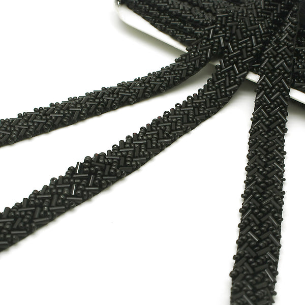 BLACK BEADED TRIM - sarahi.NYC
