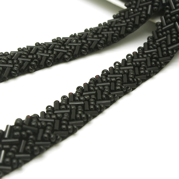 BLACK BEADED TRIM - sarahi.NYC
