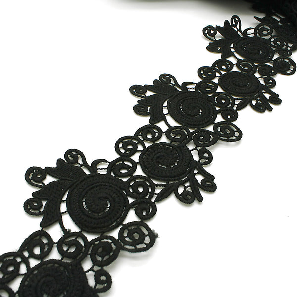 BLACK SWIRL LACE  TRIM - sarahi.NYC