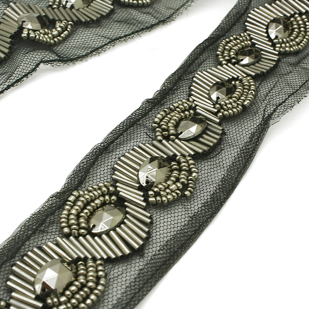 GUNMETAL CRYSTAL HOTFIX RHINESTONE TRIM 