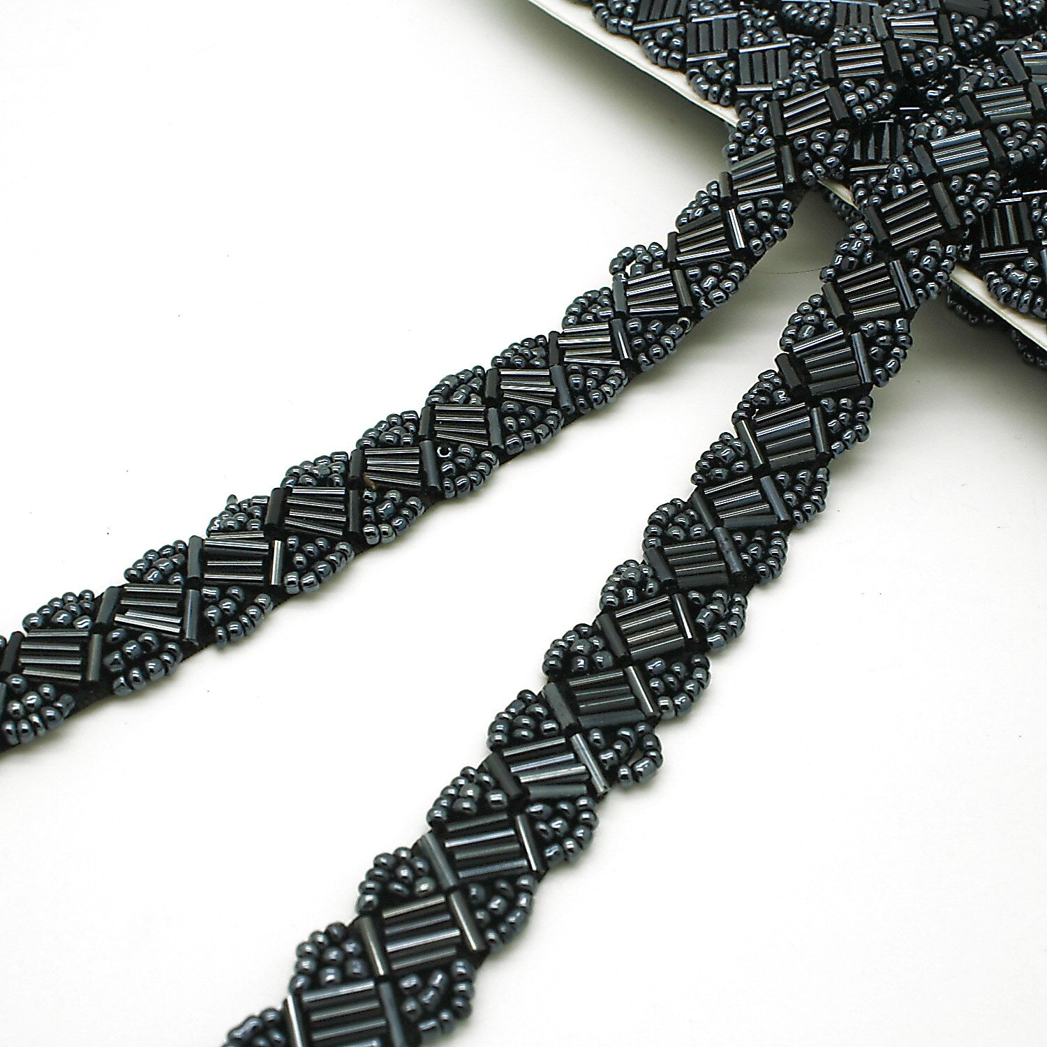 GUNMETAL GRAY BEADED TRIM - sarahi.NYC