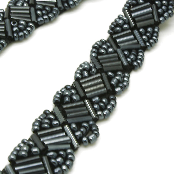 GUNMETAL GRAY BEADED TRIM - sarahi.NYC