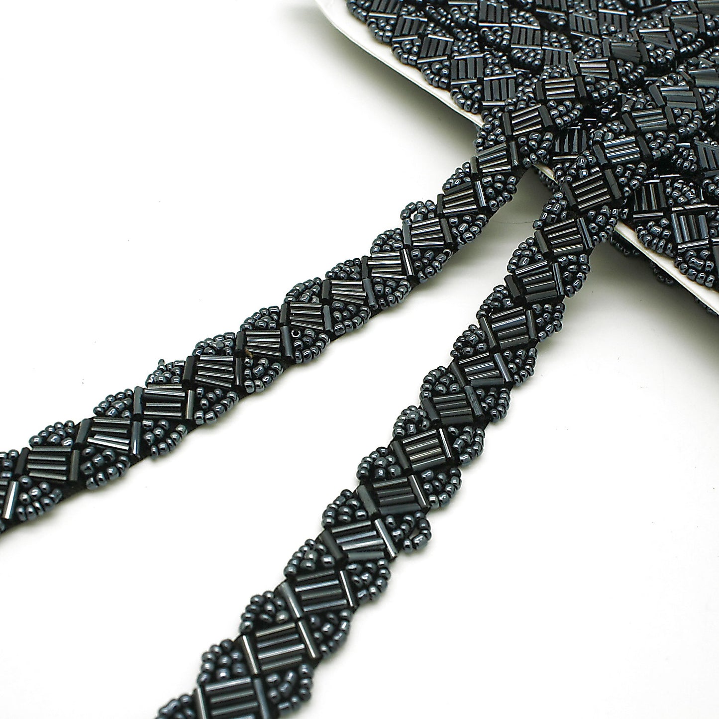 GUNMETAL GRAY BEADED TRIM - sarahi.NYC