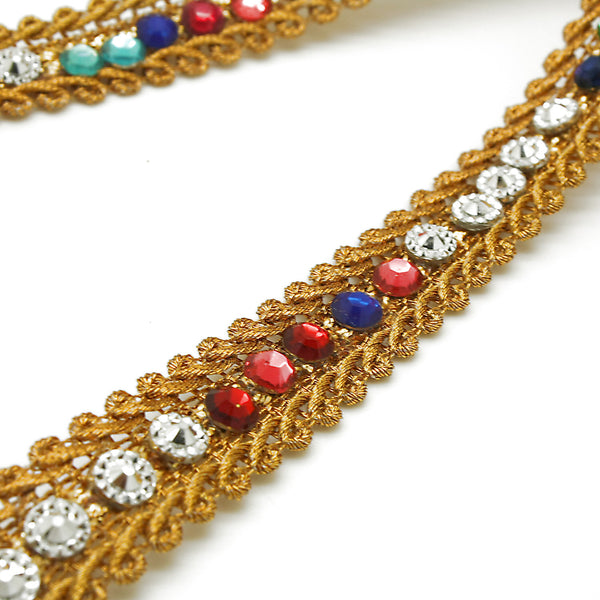 MULTI-COLOR GOLD RHINESTION THIN TRIM - sarahi.NYC