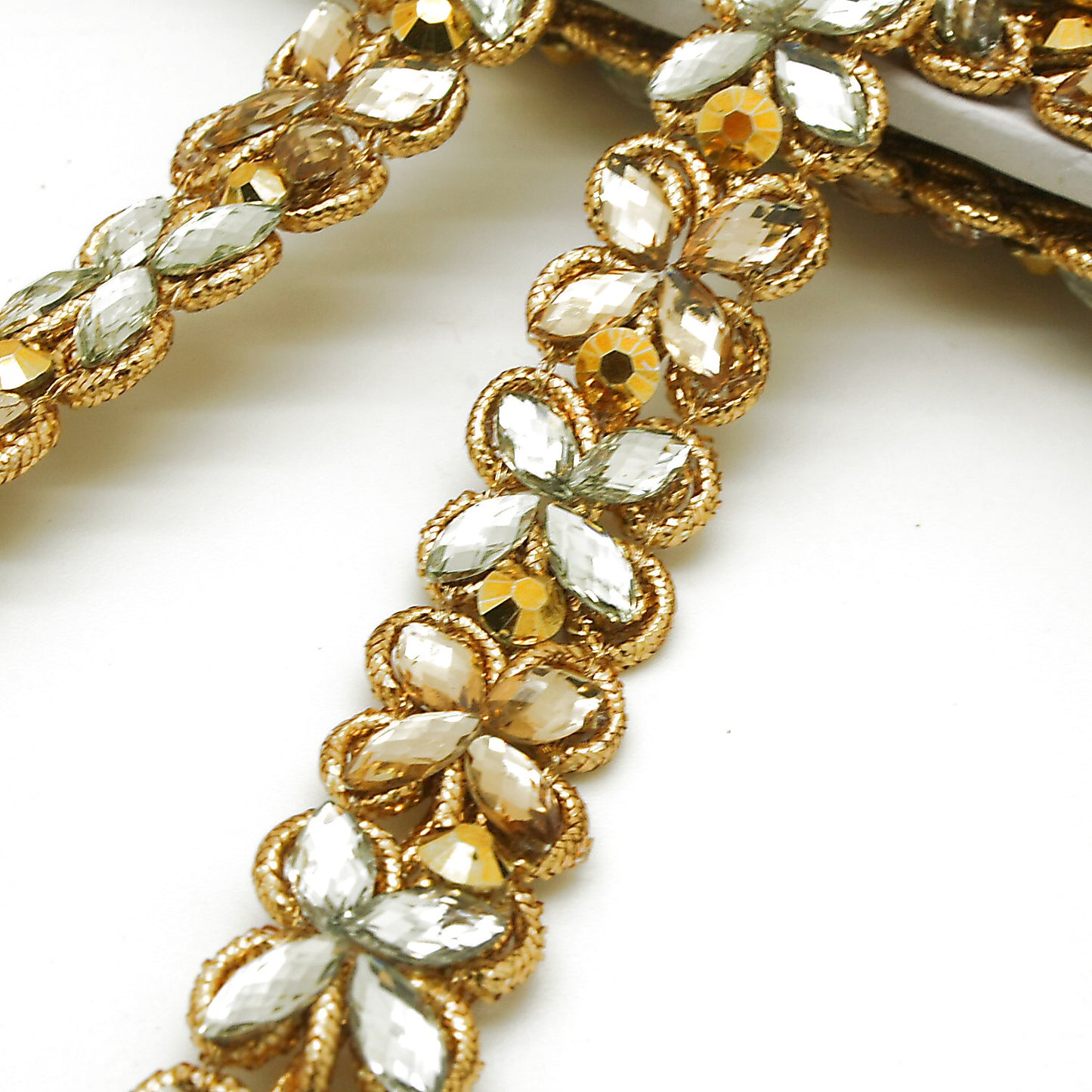 GOLD SILVER INTRICATE FLORAL RHINESTONE TRIM - sarahi.NYC