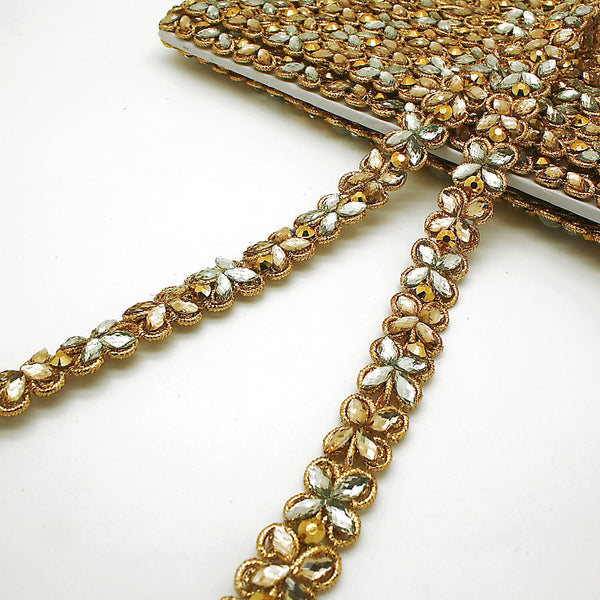 GOLD SILVER INTRICATE FLORAL RHINESTONE TRIM - sarahi.NYC