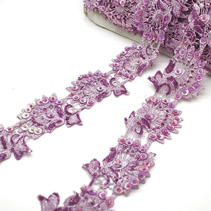 PINK LILAC SEQUIN LACE TRIM - sarahi.NYC