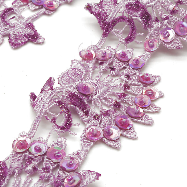 PINK LILAC SEQUIN LACE TRIM - sarahi.NYC