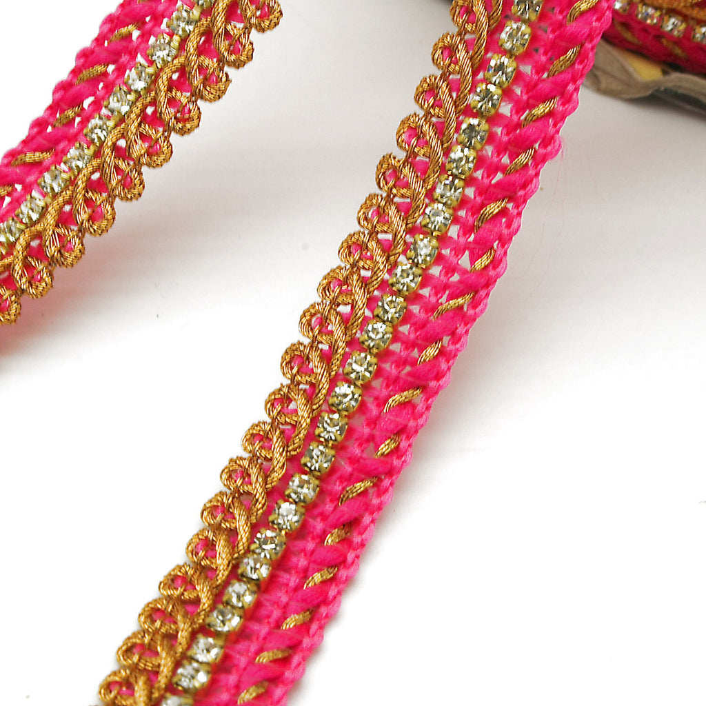 PINK CRYSTAL WOVEN TRIM - sarahi.NYC