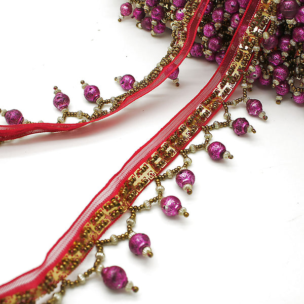 PINK BEADED FRINGE TRIM - sarahi.NYC