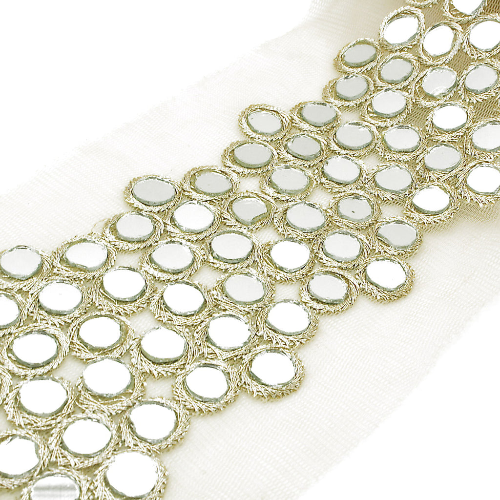 GOLD  CIRCLE MIRROR NET TRIM - sarahi.NYC
