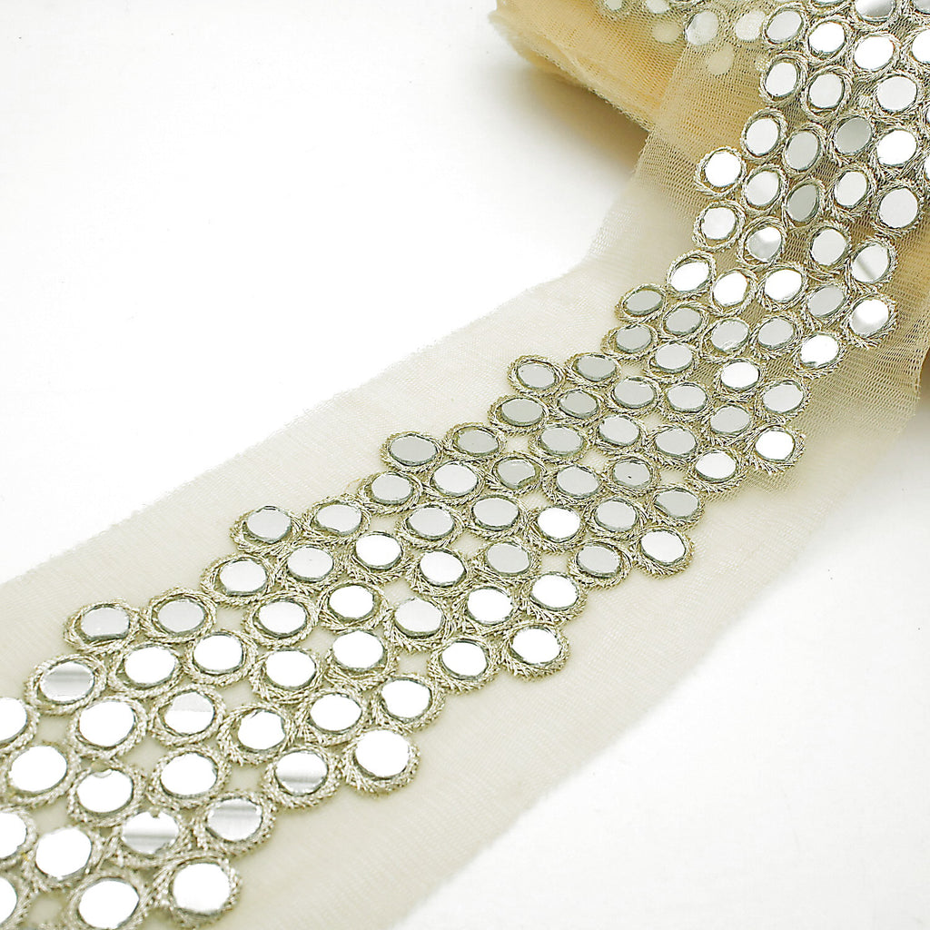 GOLD  CIRCLE MIRROR NET TRIM - sarahi.NYC