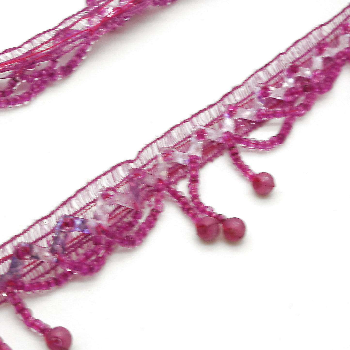 CERISE PINK BEADED FRINGE TRIM - sarahi.NYC