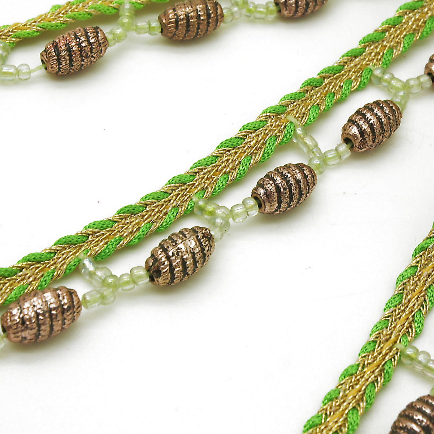 LIME GREEN BEAD FRINGE - sarahi.NYC