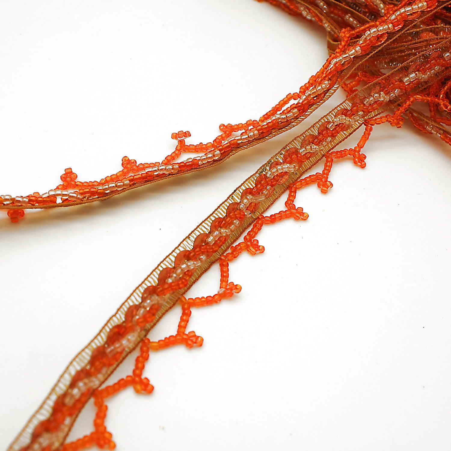 ORANGE BEADED FRINGE - sarahi.NYC