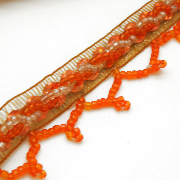 ORANGE BEADED FRINGE - sarahi.NYC