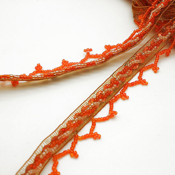 ORANGE BEADED FRINGE - sarahi.NYC