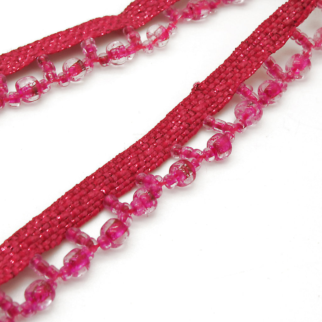PINK BEADED FRINGE TRIM - sarahi.NYC