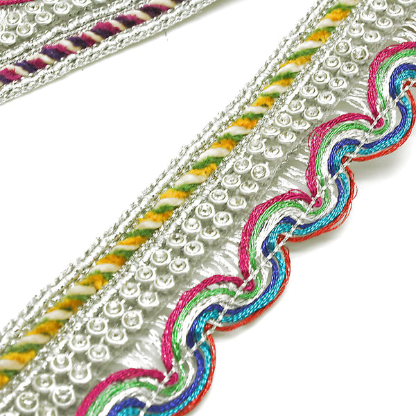 MULTICOLOR SILVER CRYSTAL TRIM - sarahi.NYC