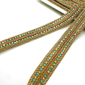 TURQUOISE GOLD RHINESTONE TRIM - sarahi.NYC