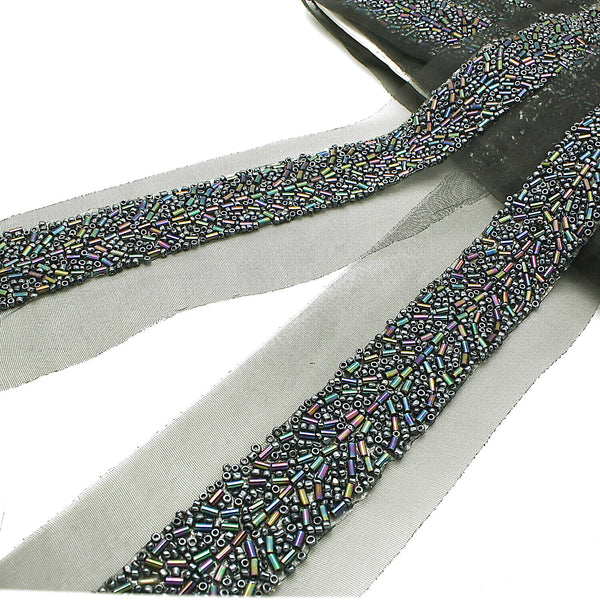 BLACK BEADED TRIM - sarahi.NYC