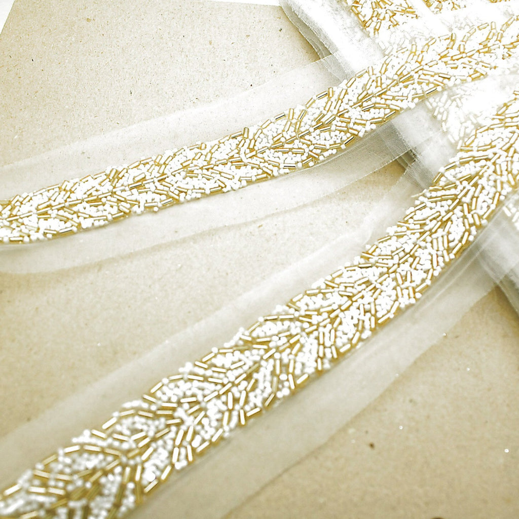 WHITE GOLD BEADED TRIM - sarahi.NYC