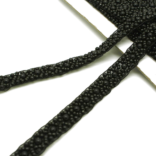 BLACK BEADED TRIM - sarahi.NYC