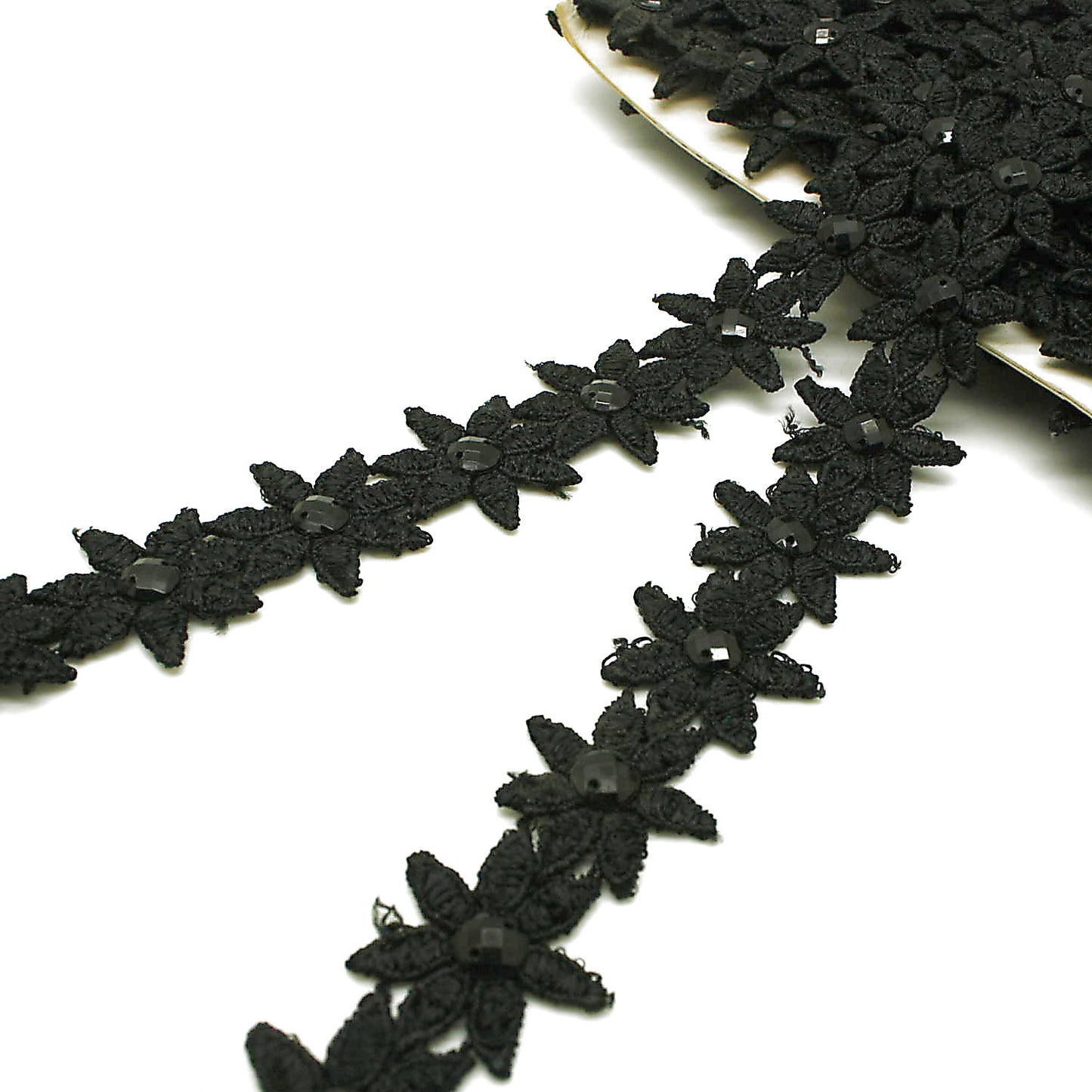 BLACK RHINESTONE FLOWER TRIM - sarahi.NYC