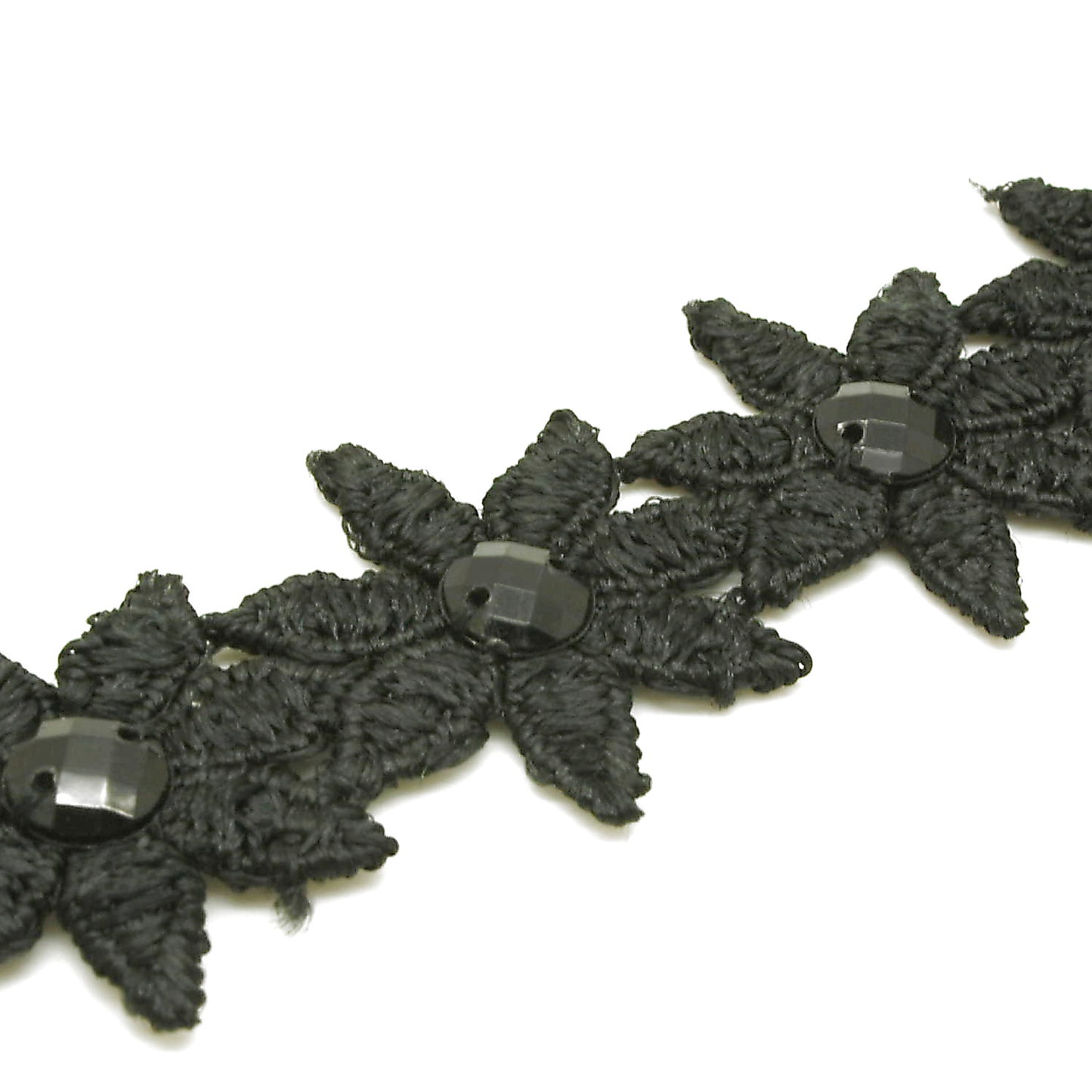 BLACK RHINESTONE FLOWER TRIM - sarahi.NYC