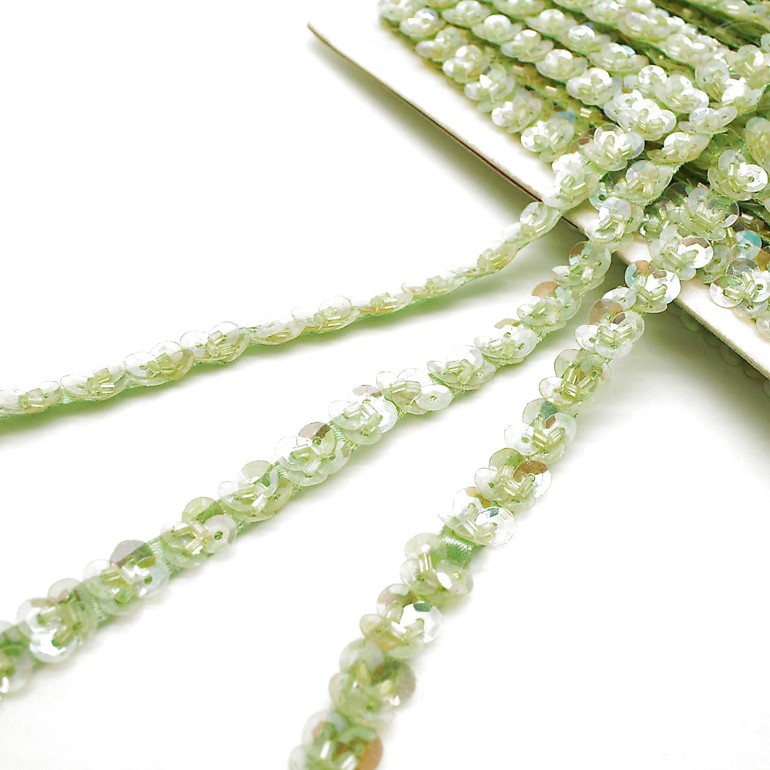 LIGHT GREEN IRIDESCENT SEQUIN TRIM - sarahi.NYC