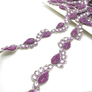 LILAC PAISLEY RHINESTONE TRIM - sarahi.NYC