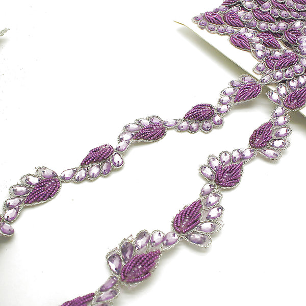 LILAC PAISLEY RHINESTONE TRIM - sarahi.NYC