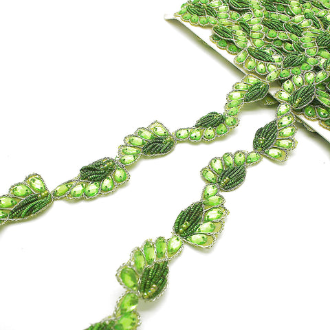 LIME GREEN PAISLEY RHINESTONE TRIM - sarahi.NYC