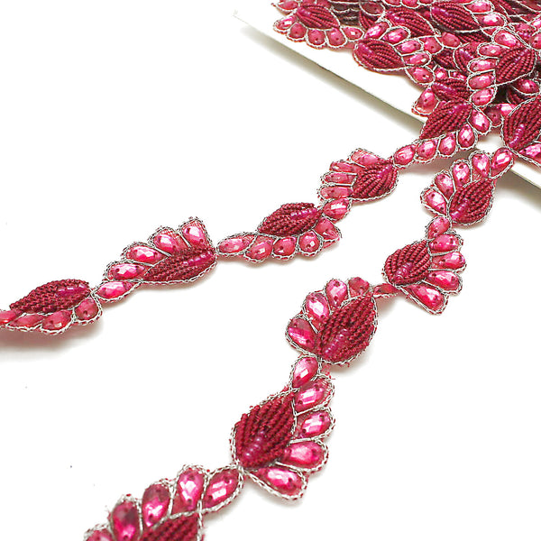 PINK PAISLEY RHINESTONE TRIM - sarahi.NYC