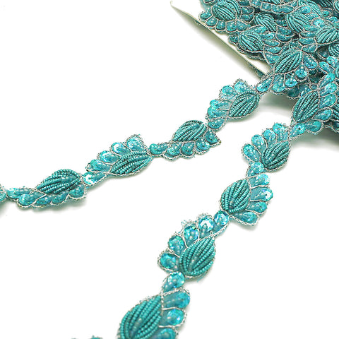 TURQUOISE PAISLEY SEQUIN TRIM - sarahi.NYC